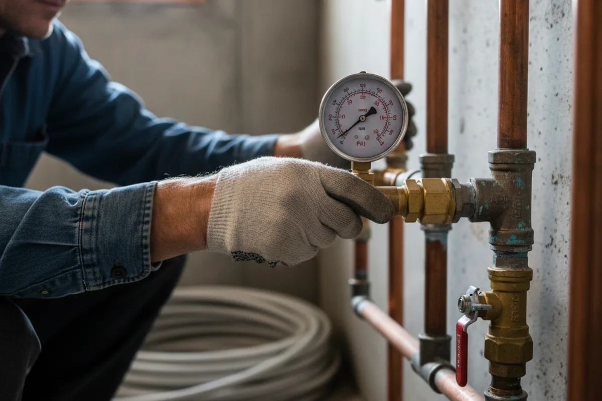Pressure testing a repaired line during Water Line Repair in Bivins